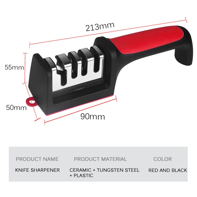 "3/4-Segment Handheld Knife Sharpener - Multi-Functional Black Sharpening Stone for Home Use!"