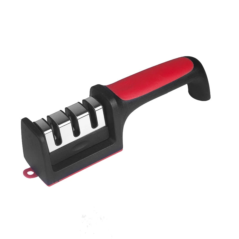 "3/4-Segment Handheld Knife Sharpener - Multi-Functional Black Sharpening Stone for Home Use!"