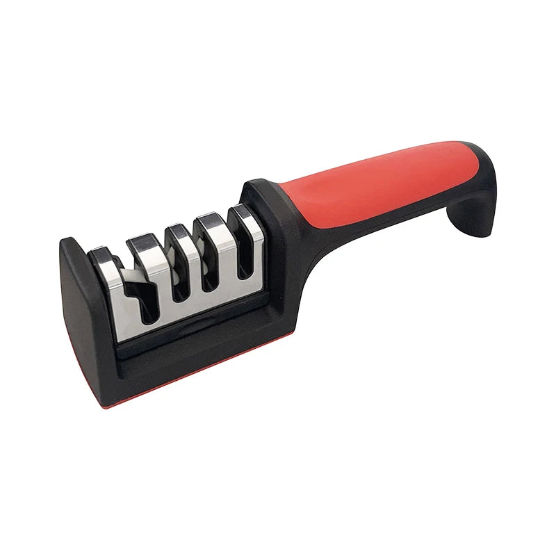 "3/4-Segment Handheld Knife Sharpener - Multi-Functional Black Sharpening Stone for Home Use!"