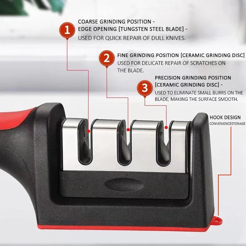 "3/4-Segment Handheld Knife Sharpener - Multi-Functional Black Sharpening Stone for Home Use!"